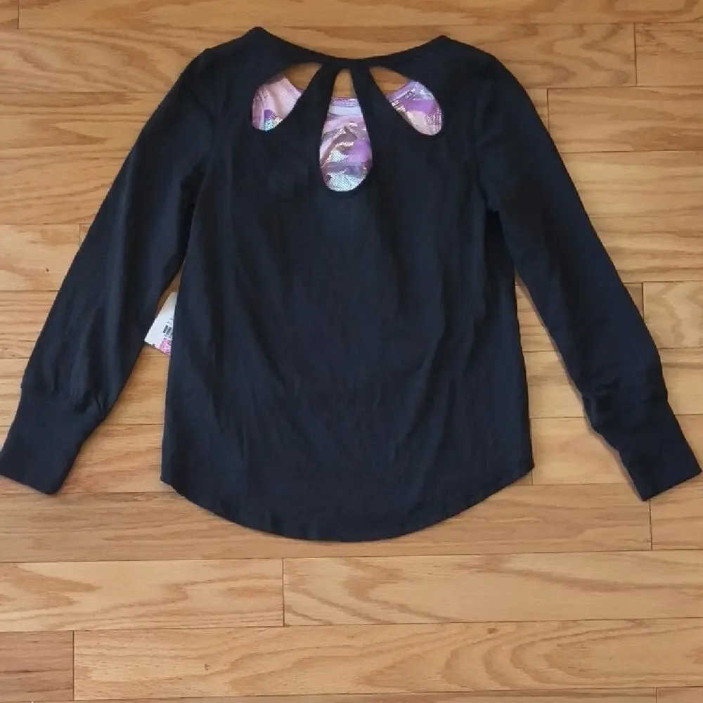 Justice Long Sleeve Inner Peace Tee & Sports Bra Set Of 2 Size M/10 NWT